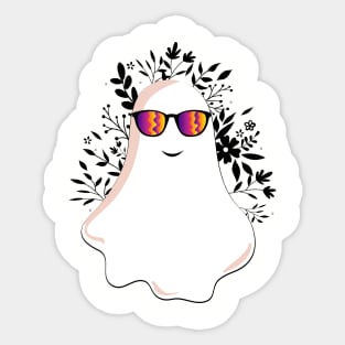 Ghost with flowers floral soul halloween :cool ghost summer Sticker